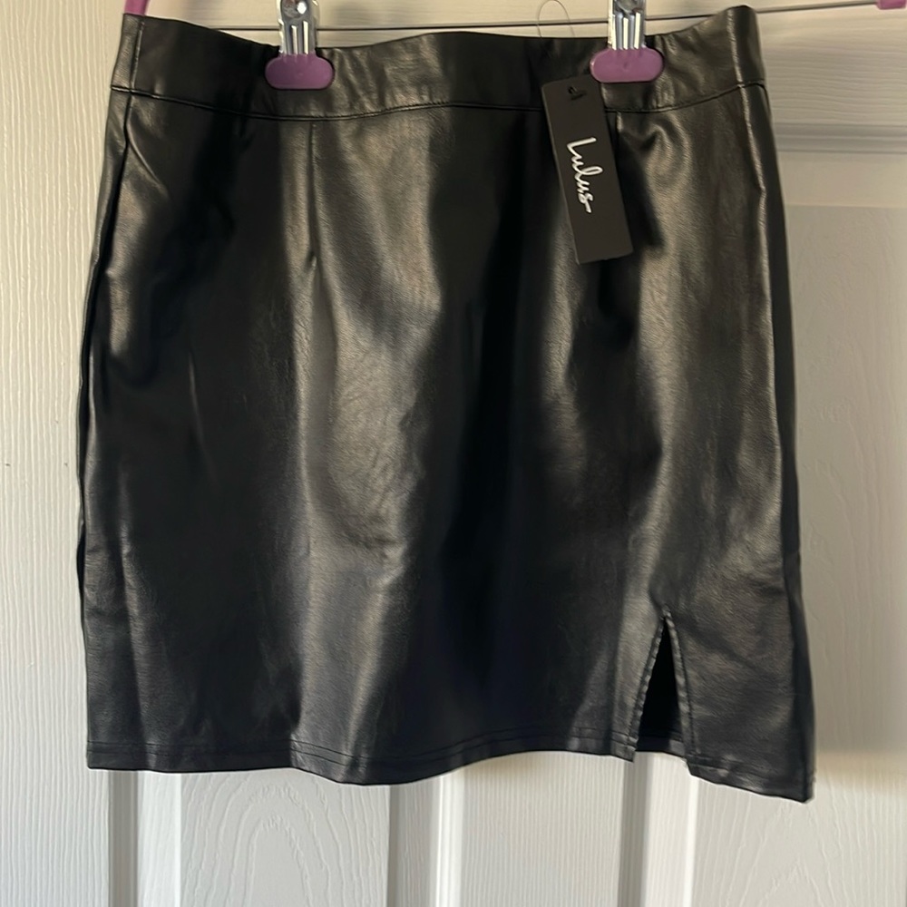 Leather mini skirt